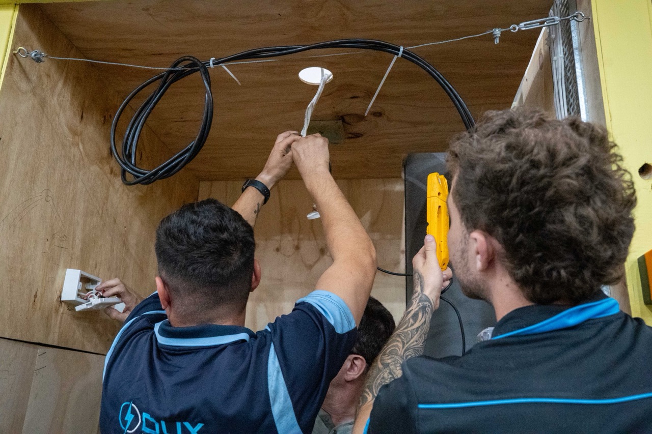 Purpose-built electrical training bays used for Certificate III Electrotechnology practical assessments