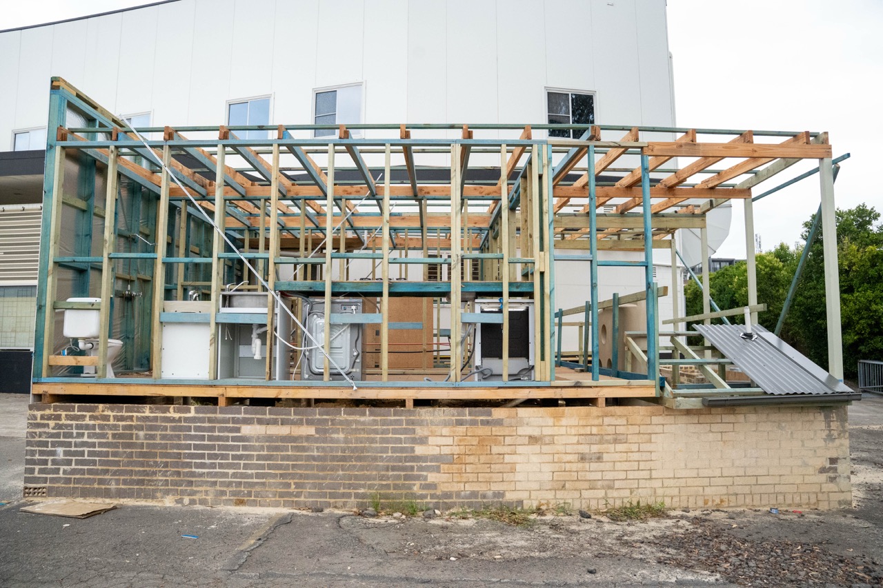 Purpose-built plumbing training structure at All Skills College