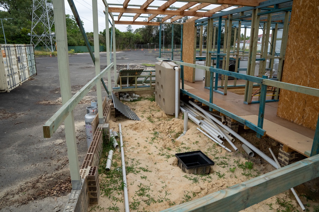 Plumbing students training on external drainage and stormwater systems